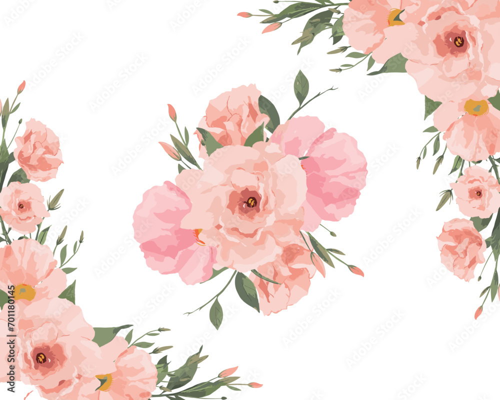 bouquet of pink roses watercolor flower