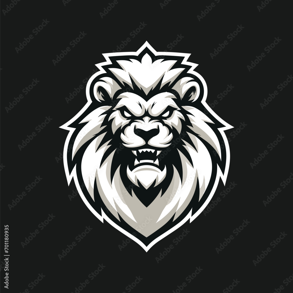 Obraz premium WHITE LION MASCOT ILLUSTRATION VECTOR
