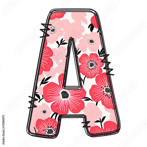 Floral Alphabet Letter and Number Art, Colorful Typography Design