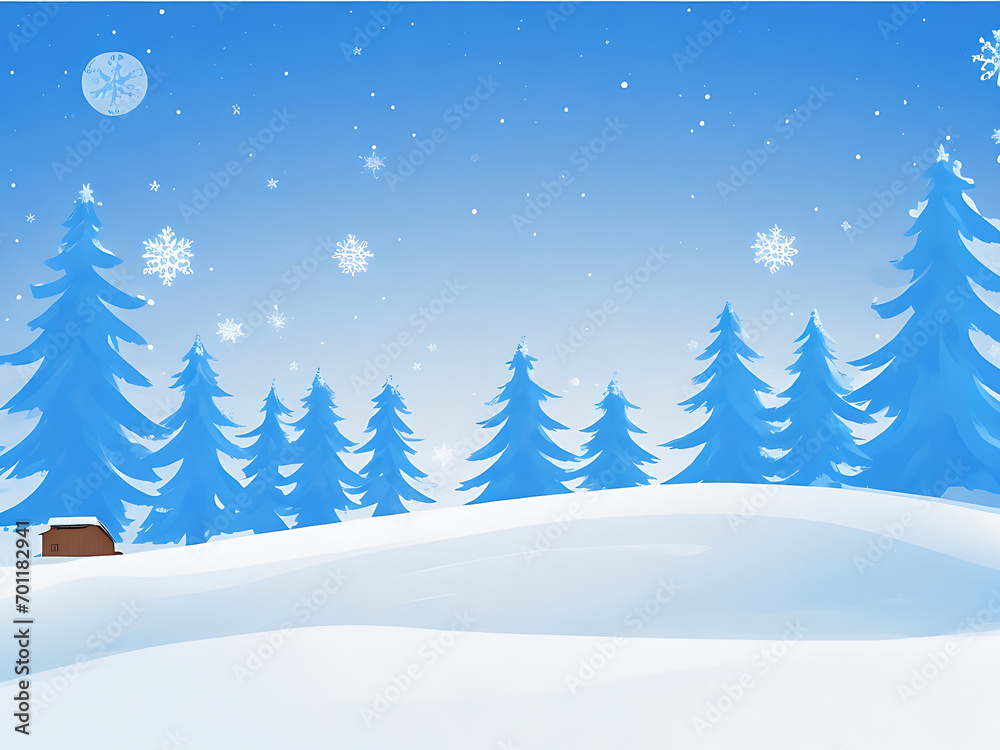 Winter sale product banner, podium platform with geometric shapes and snowflakes background,