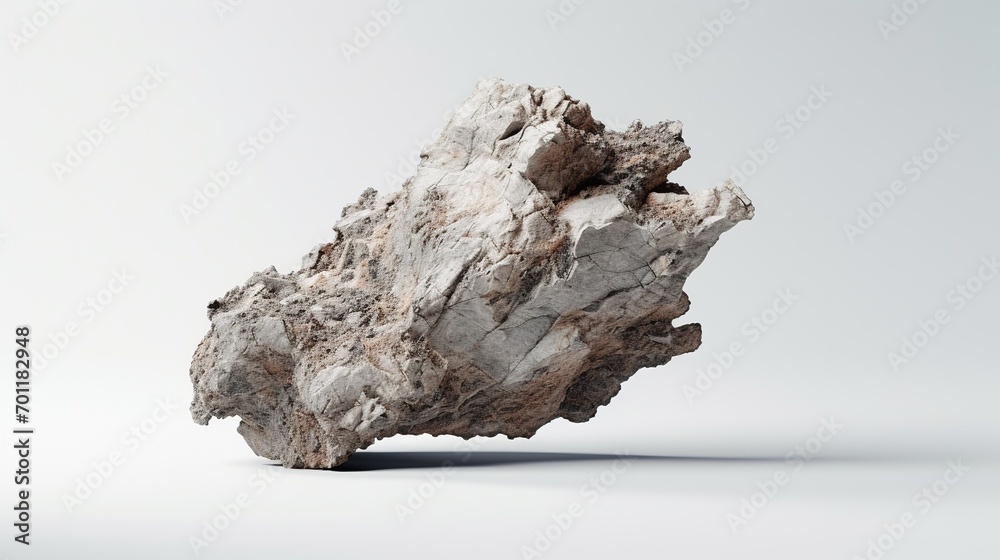 Obraz premium Rock on White Background. Stone, Decoration, Earth, Soil 