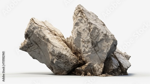 Rock on White Background. Stone, Decoration, Earth, Soil 