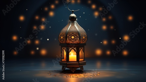 Islamic Lantern Background, Isolated, Ramadan Kareem Concept, Generative Ai