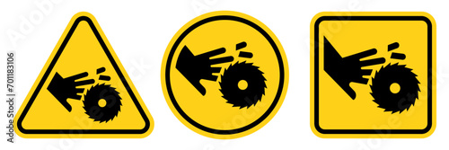 Hazard Cutting of Fingers or Hand Rotating Blade Sign Isolated On White Background.