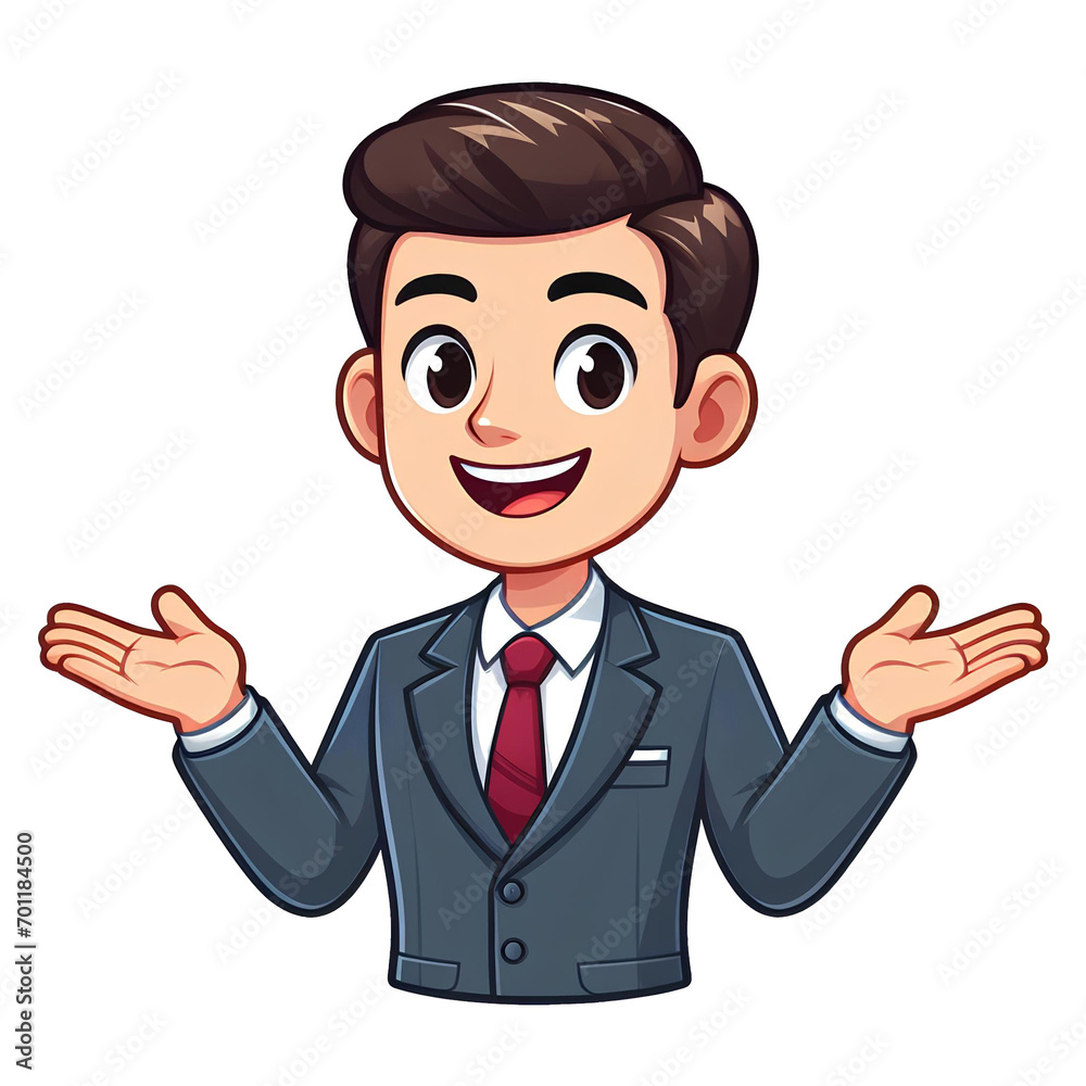 Businessman cartoon characters on transparent background