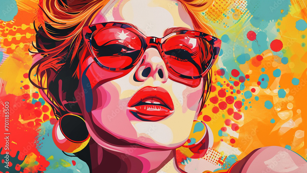 A Pop Art Odyssey with Bold Colors and Intriguing Background