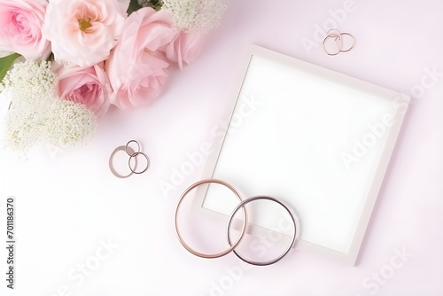 blank frame photo with rings love theme 