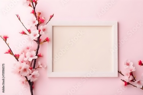 blank frame photo with sakura theme
