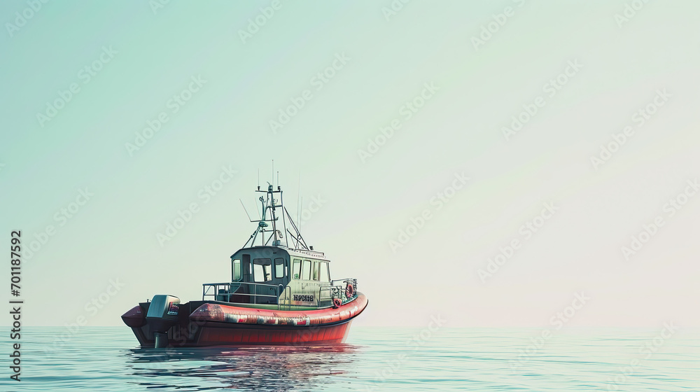 Rescue Boat Reverie: Pale Blue Calm