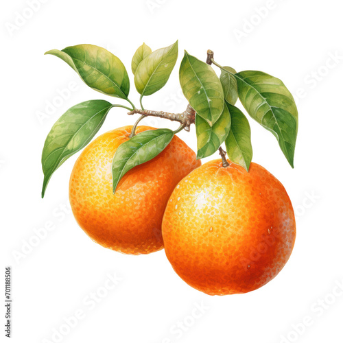 Watercolor orange with leaf