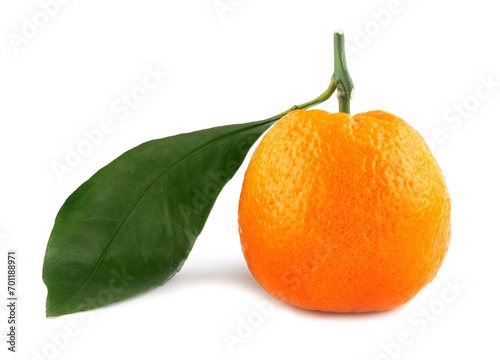Mandarin Tangerine Orange with leaves isolated on white background, Orange fruit on white background with clipping path.
