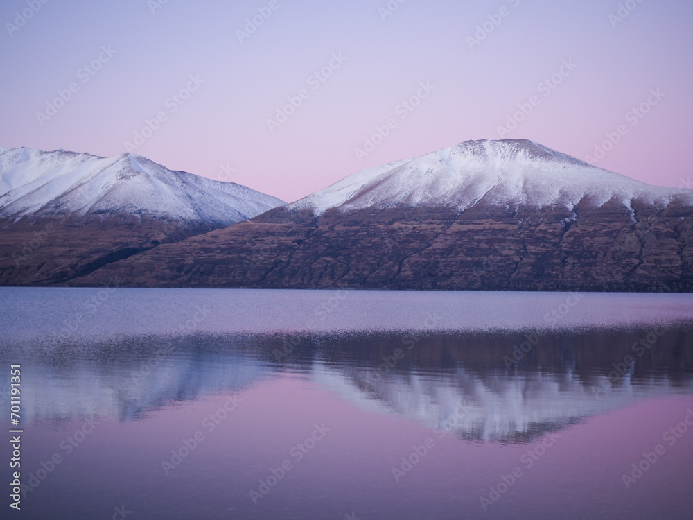 snow capped mountains pink sunset new zealand Dec 2023 Background Scenic beautiful