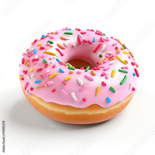 Big donut withicing and sprinkles on white background © Graphic Master