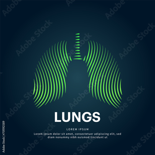 Human lungs medical structure. simple line art lungs Vector logotype illustration on dark background. lungs logo vector template suitable for organization, company, or community. EPS 10