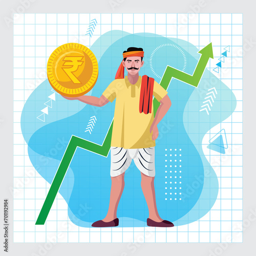 indian farmer earning growth concept vector