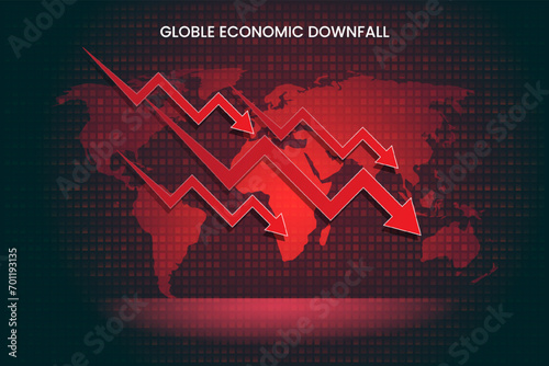 world economy recession stock market financial downfall vector