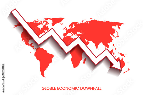 world economy recession stock market financial downfall vector