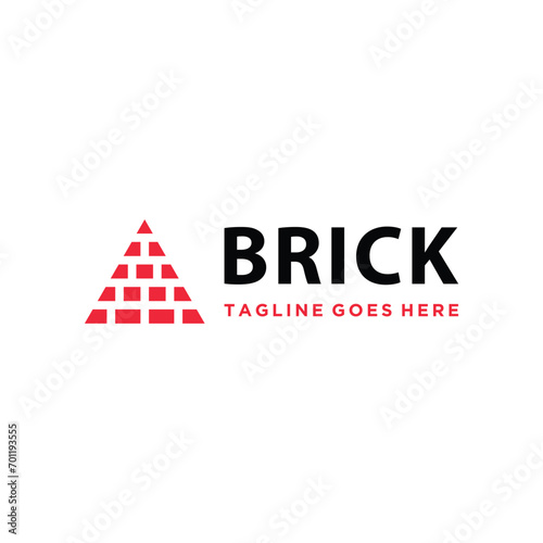 Abstract Simple Brick Patterned Triangle for Building Materials Logo Design.