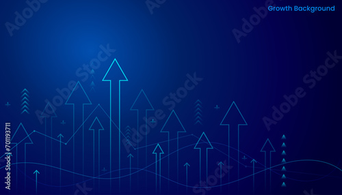 abstract arrow growing up success blue vector background photo