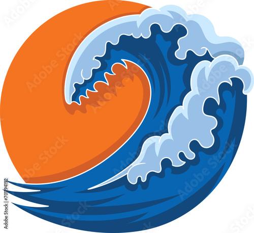 adventure logo, exciting images of waves and sun and nature