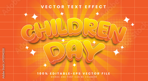 World children's day 3d editable text effect Template premium vector