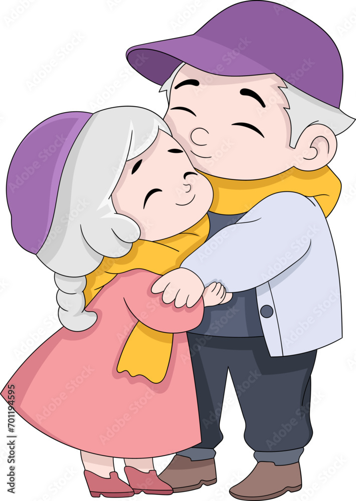 happy valentine, grandma and grandpa hugging together happy valentine, grandma and grandpa hugging together