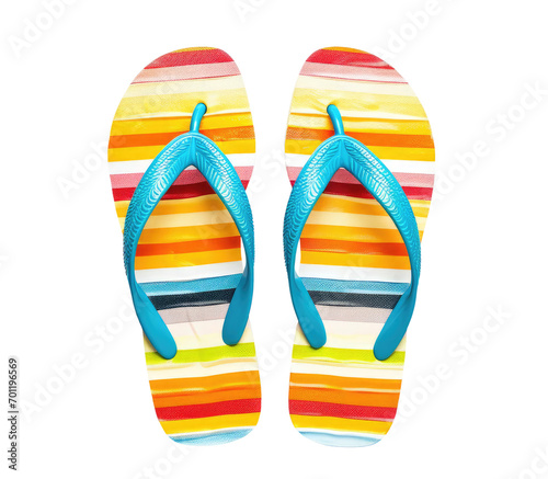Colorful striped flipflops isolated on transparent background