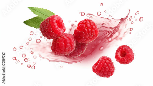 Falling Raspberry isolated on transparent background