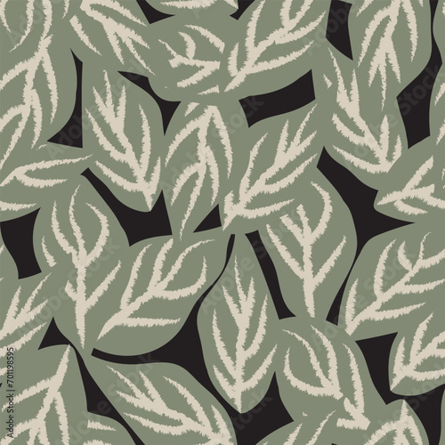 Neutral Colour Tropical Leaf Seamless Pattern Design