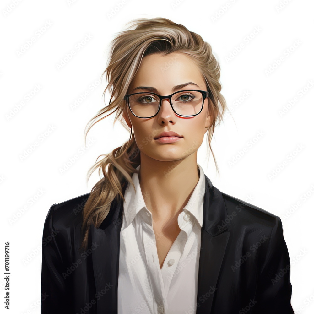 Portrait business woman on white background