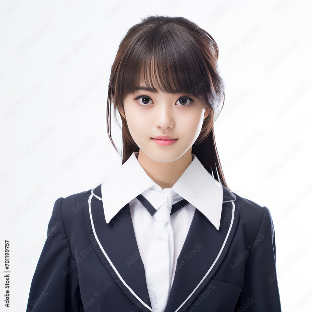 Portrait japanese student, white background Portrait japanese student, white background