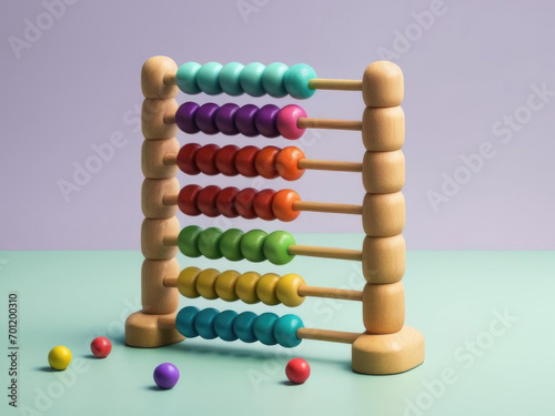Colorful 3D Abacus Toy Illustration on Plain Background Gen AI photo