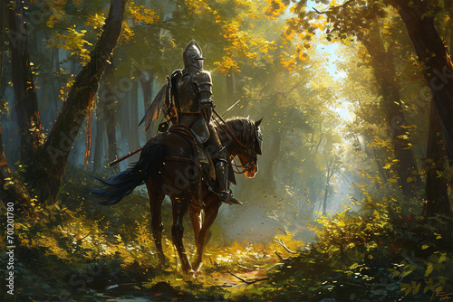 forest horse knight illustration photo