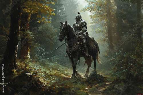 forest horse knight illustration
