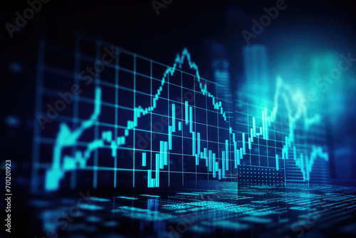 stock market investment trading on blue background. Economic trends business.