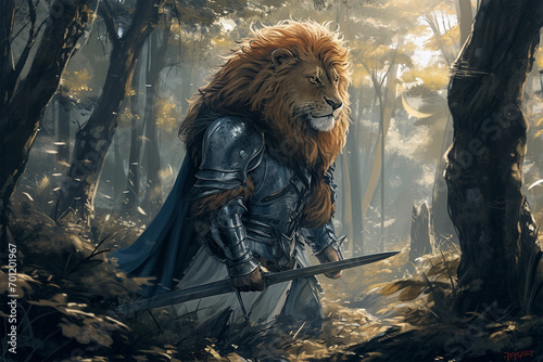 illustration of the jungle lion knight