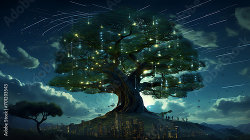 A tree with information technology distributed photo