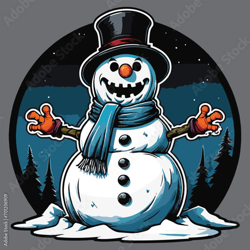 vector of creepy snowman in christmas