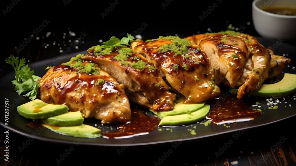 full tender juicy grilled chicken with barbecue sauce dish for pub full tender juicy grilled chicken with barbecue sauce dish for pub