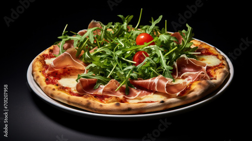 Pizza with prosciutto or parma ham pizza - Italian food style