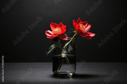 singal flower in black table photo