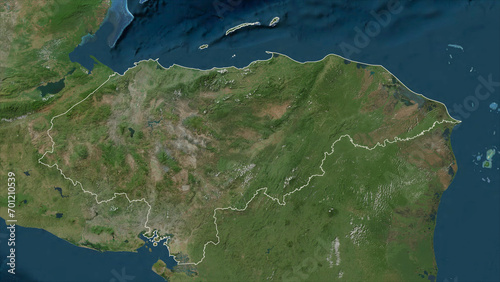 Honduras outlined. High-res satellite map