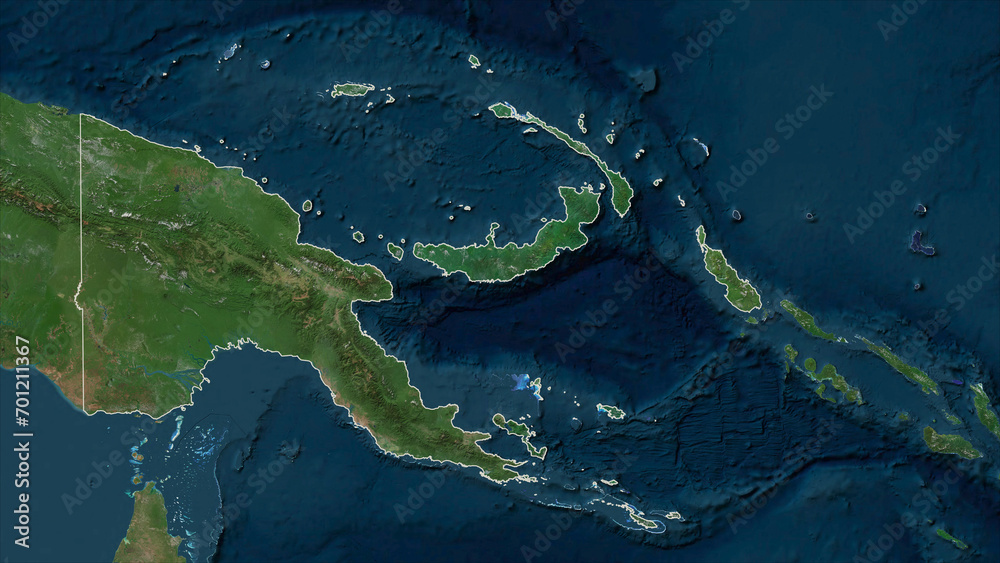 Fototapeta premium Papua New Guinea outlined. High-res satellite map
