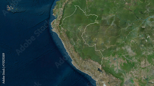 Peru outlined. High-res satellite map