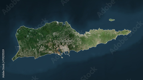 Saint Croix - U.S. Virgin Islands outlined. High-res satellite map