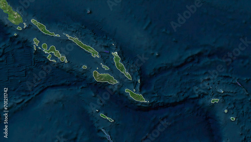 Solomon Islands outlined. High-res satellite map
