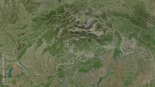 Photography Slovakia outlined. High-res satellite map