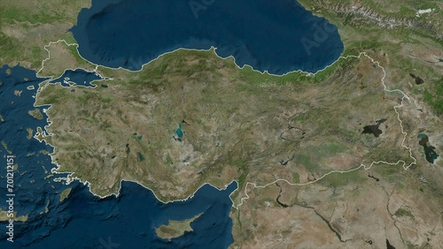Türkiye outlined. High-res satellite map