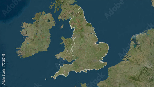 England - Great Britain outlined. High-res satellite map