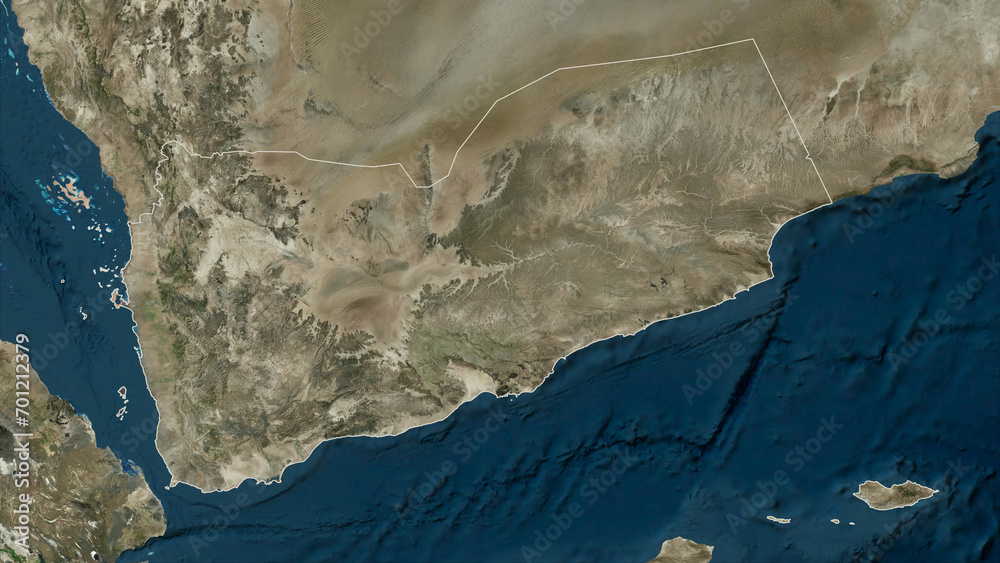 Yemen outlined. High-res satellite map